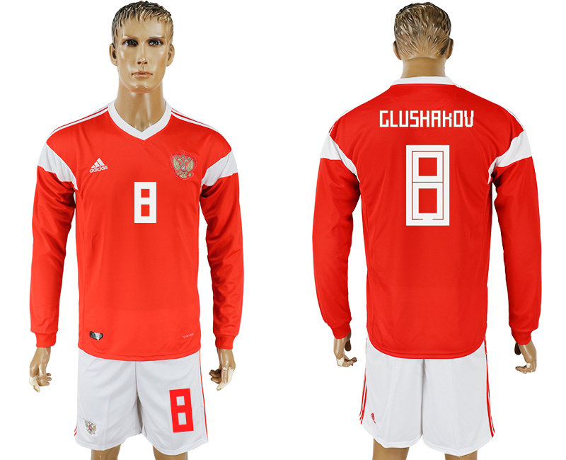 Maillot de foot RUSSIA LONG SLEEVE SUIT #8 GLUSHAKOV  2018 FIFA